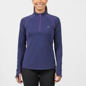 Paradox Merino Blend 1/4 Zip Base Layer‎ Top M Women Blue Athletic Drirelease